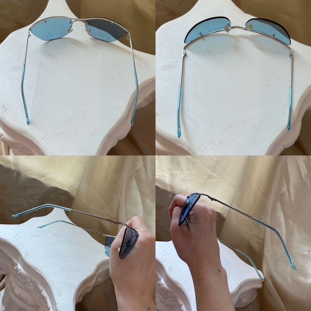 Christian Dior Flash RARE Vintage Y2K Rimless Sunglasses in Blue - Picture 10 of 14
